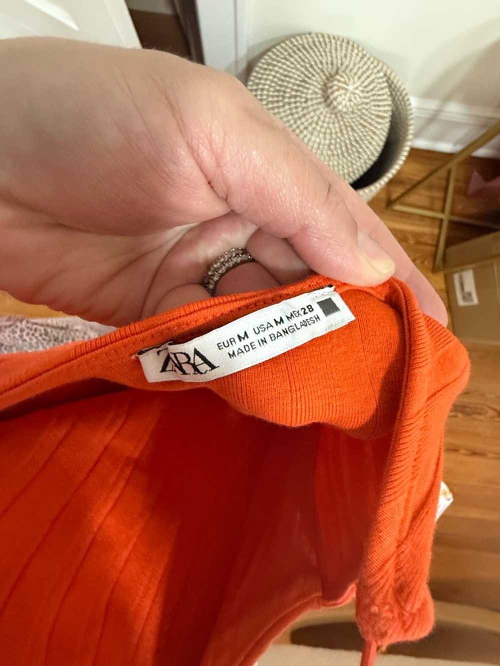 ZARA Orange Ribbed Knit dress